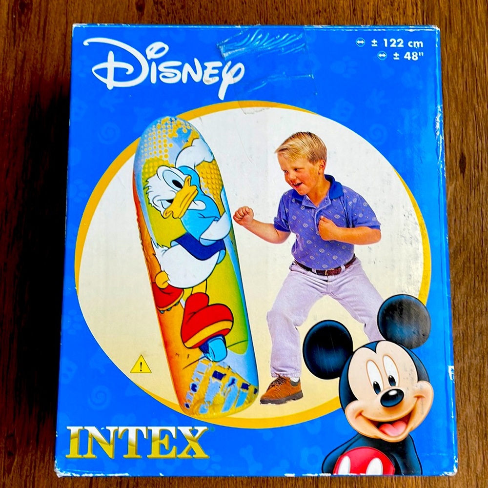 Disney Intex 48” Vintage Donald Duck inflatable punching bag. NIB vintage INTEX